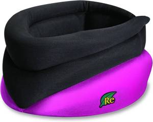 lot 3091 image: Caldera International - Relief Neck Rest Soft Neck Brace for Neck Pain and Support, Comfortable Neck Brace for Sleeping, Cervical Collar Neck Support Brace for Travel, Reading - Medium, Pink - Retail $20