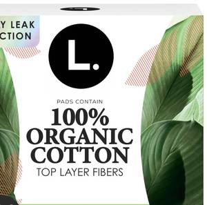 lot 3098 image: L. Ultra Thin Pads for Women, Regular Absorbency, Organic Cotton Top Layer, Unscented Pads with Wings, (1 Pack of 28) - Retail $0