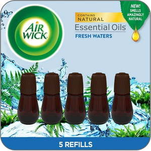lot 3105 image: Air Wick Essential Mist Oils Diffuser Air Freshener Refills  Fresh Waters  5 Count (2 MISSING)&nbsp