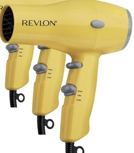 lot 3115 image: REVLON Compact Hair Dryer  1875W Lightweight Design, Perfect for Travel, (Yellow), Plastic&nbsp