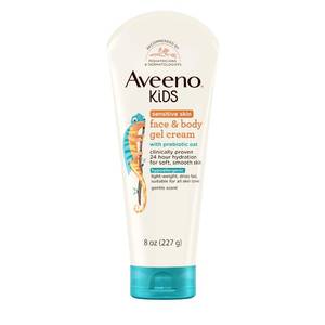 lot 3125 image: Aveeno Sensitive Skin Face &amp Body Gel Cream for Kids with Prebiotic Oat, Clinically Proven 24 Hour Hydration for Soft Skin, Quick Drying and Lightweight, Hypoallergenic, 8 oz&nbsp