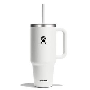 lot 3140 image: Hydro Flask 40oz All Around Travel Straw Tumbler - White Double-Wall, BPA-Free - Retail $40