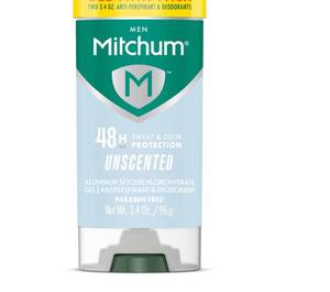 lot 3212 image: Mitchum Mens Triple Odor Protection Antiperspirant &amp Deodorant Gel, Unscented, 48HR Protection&nbsp