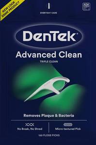 lot 3214 image: DenTek Triple Clean Advanced Clean Floss Picks, No Break & No Shred Floss, 150-Count