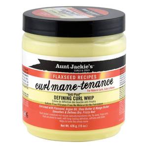 lot 3232 image: Aunt Jackies Flaxseed Recipes Curl Mane-tenance, Lightwieght Anti-Poof Defining Curl Whip, Enriched with Flaxseed, Argan Oil and Shea Butter, Great for Dry and Frizzy Hair, 15 Oz Jar, Orange&nbsp