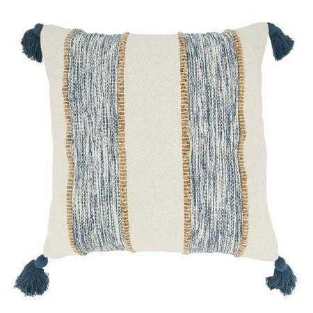 lot 9086 image: Saro Lifestyle Striped Tassel Corners Throw Pillow Cover - Retail $48