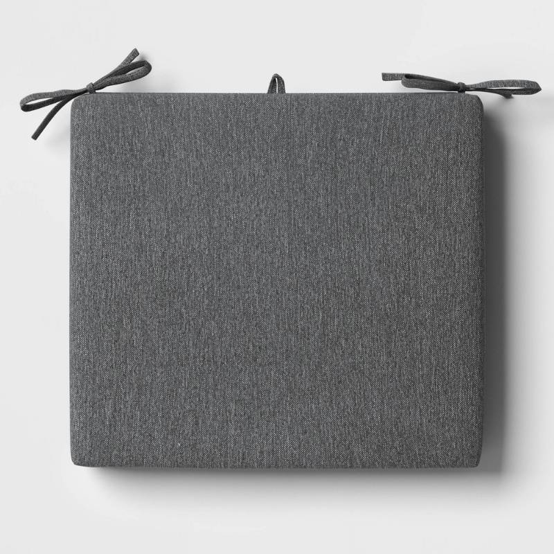 lot 1522 image: 18x20 Solid Woven Outdoor Chair Seat Cushion Charcoal - Threshold - Retail $20