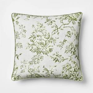 lot 1592 image: Oversized Square Floral Jacquard Pillow Green - Threshold designed with Studio McGee - Retail $40