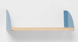 lot 1581 image: Wood Kids Shelf with Metal Brackets Blue - Pillowfort - Retail $25