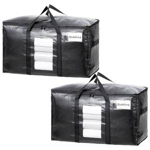 lot 2232 image: TAILI Extra Large Moving Bags, 2 Pack Black Heavy Duty Totes For Storage with Visible Window, Wrap Around Handles, Storage Bags for Space Saving, Alternative to Moving Boxes