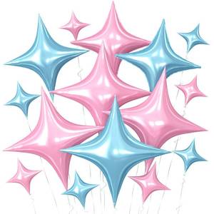 lot 2249 image: Pink Blue Star Balloons,15Pcs Light Blue Pink Star Foil Balloon,261810 Inch Quadrangle Helium Balloons for Valentines Day Wedding Birthday Anniversary Baby Shower Party Decorations