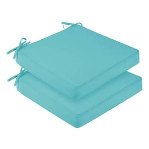 lot 3883 image: downluxe Waterproof Outdoor Chair Cushions Set of 2, 19 x 19 x 3 Patio Chair Cushion with Non-Slip Ties & Handle, Square Outdoor Cushion for Patio Furniture with Removable Cover, Teal