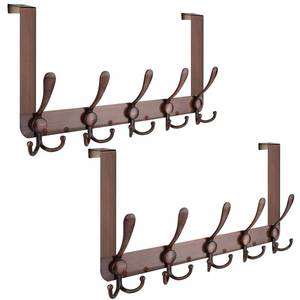 lot 3888 image: TICONN Over The Door Hooks, 5 Heavy Duty Tri Coat Rack All Metal Coat Hanger for Bathroom Bedroom Dorm (Matte Black, 2PK, Fit 1-38 Doors)