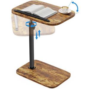 lot 3903 image: HUANUO Adjustable TV Tray, Height Adjustment TV Trays with 360° Swivel and 90° Tilt, Sturdy & Multi-Functional Sofa Table with Anti-Slip Bar, Side Table for Couch, Bedside, Dining, Living Room