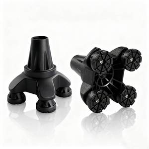 lot 4412 image: 2Pack Upgraded Quad Cane Tips �� Self Standing 4-Prong Crutch Tips with Metal Reinforced Plate at Cane Joint, Tire-Inspired Anti-Slip Design, Fits 34 Crutch Walking Canes & Offset Canes