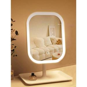 lot 4414 image: Touch-Sensitive Controls Vanity mirrorr, Makeup Mirror with LED Light, 2400mAh Rechargeable, 270-degree Rotation Adjustment,Beauty Vanity Mirror with Lights�� Portable Travel, 3 Light Color (White)