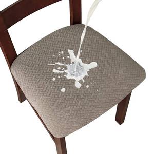 lot 4420 image: Genina Waterproof Seat Covers for Dining Room - Dining Chair, Kitchen Chair Covers slipcovers (Taupe, 4 Pcs)