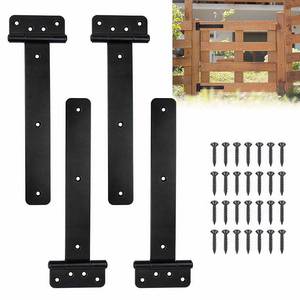 lot 4421 image: 4 Pack Heavy Duty Gate Hinges, T Strap Door Hinges Shed Gate Barn Fence Door Hinge, Black Wrought Rustproof Outdoor Tee Hinge for Wooden Fences, Barn Shed Garage Door Gates