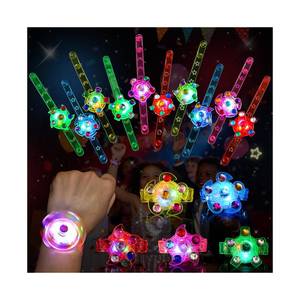 lot 5877 image: SCIONE 48 Pack LED Light Up Fidget Spinner Bracelets, Glow in The Dark Party Favors for Kids 4-8 8-12, Birthday Gift