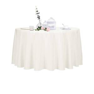 lot 5882 image: Ascoza 2pack 108 Inch Ivory Round Tablecloth in Polyester Fabric for WeddingBanquetRestaurantParties