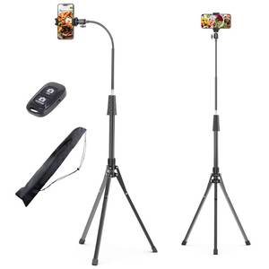 lot 5884 image: UBeesize 92���� Cell Phone Tripod Stand with 16.5���� Gooseneck and Remote, Overhead Tripod with Adjustable 360°Ball Head & Phone Holder for iPhone17 Pro MaxProPlus 16151413, Android Cell Phone incomplete