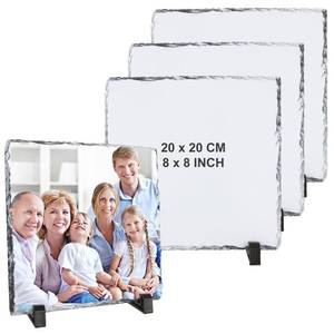 lot 5890 image: AKOLAFE 4 Pack Sublimation Slate Blanks Square Sublimation Slate with Stand 7.8x7.8 Inch Rock Slate Sublimation Blanks Sublimation Photo Slate Stone Glossy Sublimation Photo Blanks for Picture Frames