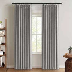 lot 5899 image: 100% Blackout Shield Linen Look Textured Pinch Pleated Curtains Blackout Drapes 102 Inch Long 2 Panels Set, Faux Linen Blackout Curtains for Bedroom & Living Room, 40 W x 102 L, Grey