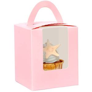 lot 5905 image: qiqee Pink Cupcake Boxes Individual 100 Packs Cupcake Holders Disposable Single Cupcake Boxes with Window 3.6 3.64.3 Cupcake Containers