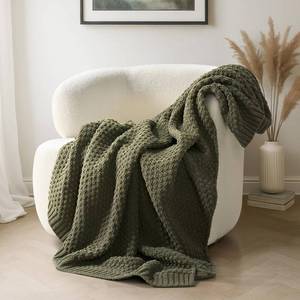 lot 5906 image: EVERGRACEHOME Chunky Chenille Knit Throw Blanket for Couch, Soft Luxurious Moss Stitch Chair Blankets for Bed, Cozy Decorative Farmhouse Knitted Throws for Sofa, Olive Green, 50 x 60