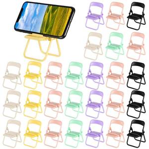 lot 5909 image: Flutesan 28 Pcs Mini Folding Chair Cell Phone Stand Desktop Foldable Mobile Phone Holder Folding Chair Cradle for Desk (Candy)