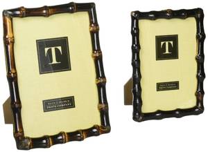 lot 5912 image: Twos Company 8412 Set of 2 Bamboo Photo Frames Includes 4x6 & 5x7