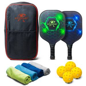 lot 5919 image: Pickleball Paddle Set of 2 - USAPA Approved Fiberglass Paddles  Lightweight Honeycomb Core  Includes 4 Balls, Carry Bag, and Cooling Towels  Ideal for Beginner to Advanced Players By EPICOURT
