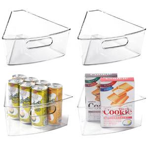 lot 5924 image: Leeden Lazy Susan Organizer for 26 Diameter Corner Lazy Susan, Plastic Kitchen Cabinet Storage Bins with Handle, 4 Packs, 18 Wedge - Food Safe, BPA Free