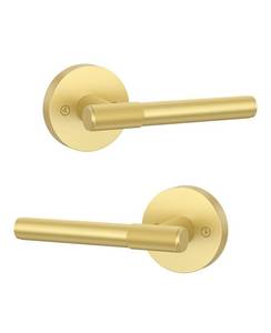 lot 6157 image: Asidrama 2 Pack Brushed Gold Dummy Door Handles, Non-Turning Decorative Door Lever with Door Knobs for Closet, French Double Doors, Pantry & Interior PushPull Use 06