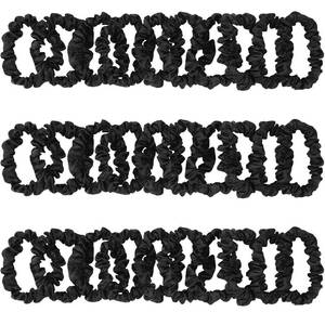 lot 6177 image: KECUCO 30Pcs Black Satin Hair Scrunchies, Silk Hair Ties for Women Girls Hair Accessories Gift, Value Package, Premium Material, Non-Slip Design, Pain-Free, Damage-Free (Black, 30 Count)