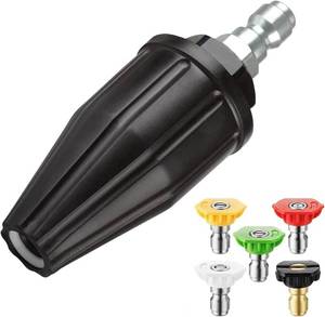 lot 6198 image: YAMATIC Pressure Washer Turbo Nozzle Tips, 360° Rotating Turbo with 5 Spray Nozzles, 3000 PSI 4.0GPM with 14 Quick Connector Compatible with Ryobi, Greenworks, Craftsman, Troybilt, Simpson