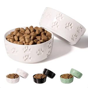 lot 6202 image: Ceramic Dog Bowl Set of 2 with Anti-Skid Base - 5 Wide x 2 Tall Ceramic Dog Bowls for Small Dogs - 2 Cup Capacity Food and Water Bowls for Dogs - Rubber Bottom Pet Bowl Set of 2 for Small Pets