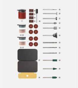 lot 6217 image: HOTO Rotary Tool Accessories Kit, 60-Piece Set, Fits 18 (3.2mm) & 332 (2.3mm), Sanding, Grinding, Cutting, Drilling, Sharpening, Carving & Engraving