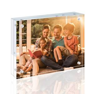 lot 6245 image: Egofine 5x7 Acrylic Frame, 20mm Thicker Frameless Clear Picture Frame, Double Sided Magnetic Picture Frame, Free Standing Desktop Display