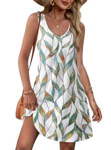 lot 10300 image: Summer Dresses for Women 2026 Loose V Neck Sleeveless Dress Sundresses Cruise Outfits Floral 03 S