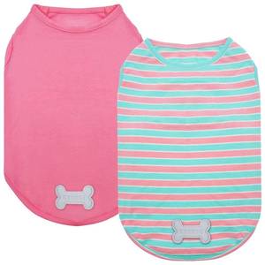 lot 10308 image: KYEESE 2Pack Dog Shirt, Soft Striped Dogs T Shirts, Lightweight Doggie Tank Top Cat Clothes, Sleeveless Dog Shirt for Small Dogs, Stretchy Pet Vest, Pink, Medium