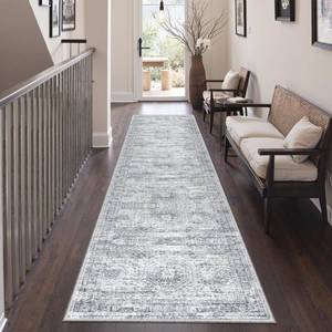 lot 10325 image: Restydon Rug Runners for Hallways Non Slip - 2x8 Runner Rug for Bedroom, Washable Runner with Rubber Backing, Soft Low-Pile Carpet for Kitchen, Laundry, Bathroom (2x8, GreyIvory)