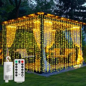 lot 10329 image: Curtain Lights Battery Operated 10  10Ft 300LED Waterfall Light with 8 Modes Remote Dimmable Timer Memory Waterproof Twinkle Fairy String Lights for Indoor Outdoor Backdrop Bedroom Pergola Christmas