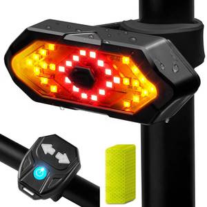 lot 10334 image: Hcikoat Bike Tail Light with Turn Signals USB Rechargeable Bike Turn Signals 120 Lumens Ultra Bright LED Turn Signals for Bicycle 5 Mode with 10PCS Safety Reflective Tape for Cycling Electronics