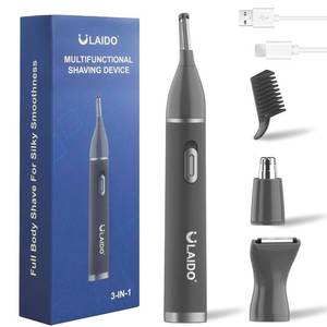 lot 10346 image: ULAIDO Nose Hair Trimmer for Men, Painless 3 in 1 Grooming Kit for Nose, Ear, Eyebrow & Body Hair, Rechargeable No Pull No Snag Trimming with 3 Waterproof Replacement Heads, Easy Cleansing