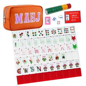 lot 10351 image: Fzkaly American Mahjong Set Complete 166 Melamine Tiles with Mahjong Rule Cards �� Durable Beautiful Mahjong Tile Set Cute, Travel Mahjong Game Set Gift with Bag, Perfect for Beginners