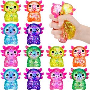 lot 10359 image: Meooeck 12 Pcs Axolotls Stress Balls for Adult Mini Axolotls Fun Squeeze Fidget Animal Balls Cute Cute Salamander Shape for Easter Basket Stuffers Gift Birthday Party Favors Office Adhd Autism Anxiety