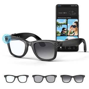 lot 10361 image: Mingtawn AI Smart Glasses 4K HD Camera, BT Call, 800W Anti-Shake Camera Glasses with Video Recording Dual Mic, Simultaneous InterpretationGPT Identify Objects, 270mAh Photochromic Glasses��Black