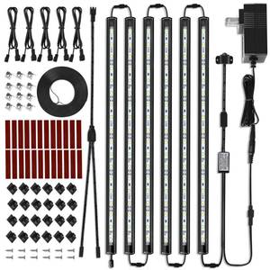 lot 10368 image: Litever LED Safe Light Kit. Human Motion Sensor Activated. 6 Slim LED Light Bars. Linkable Extendable Plug-in for Gun Safe, Locker, Closet, Showcase, in-Cabinet Under Counter Pantry. Daylight 5000K