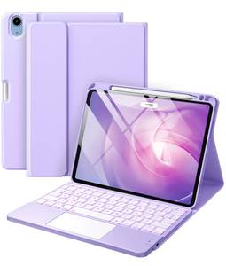lot 10379 image: Harvopu Compatible with iPad Air 11 Inch & Air 5thAir 4th Generation Case with Keyboard - Multi-Touch Trackpad, 7-Color Backlit, Detachable Folio Keyboard Cover for Air 11-inch M4M3M2, Light Purple